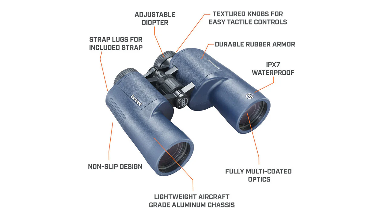 Bushnell H2O 7x50 Waterproof Porro Prism Blue Binoculars- 157050R - Image 4