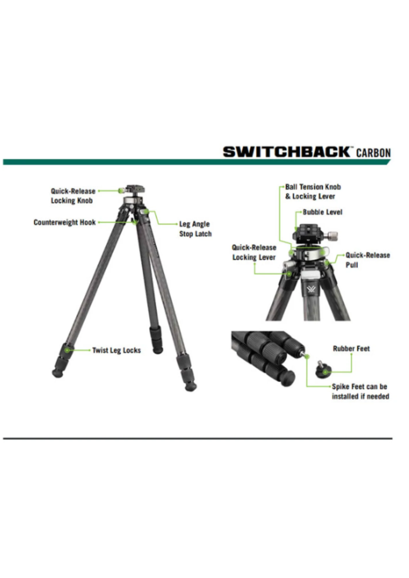 Vortex Switchback Carbon Tripod Kit- TR-SBC - Image 6